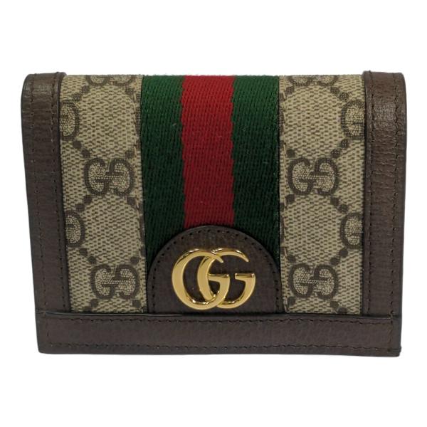 グッチ オフィディア・シェリーライン・2つ折り財布/ベージュ/GUCCI 翌日配送可/b240109...