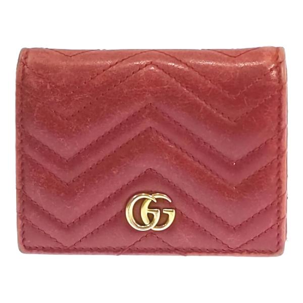 GUCCI グッチ GGマーモント・コンパクトウォレット・2つ折り財布/466492/レッド//b2...