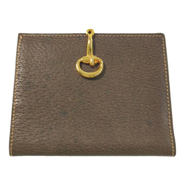 GUCCI グッチ ホースビット クリップ レザー 2つ折り財布 ウォレット/ブラウン/プレゼント/...