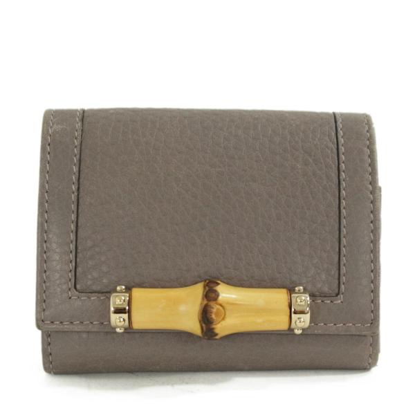 グッチ バンブー・折り 名刺入れカードケース/257020/グレー×ゴールド×ベージュ/GUCCI ...
