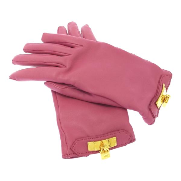 HERMES エルメス カシミヤ・ソヤ・グローブ手袋/ピンク/B11/B440703/525201
