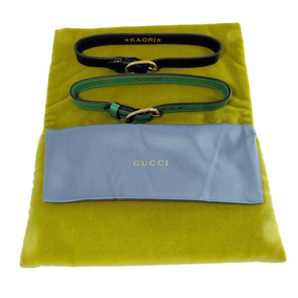 GUCCI グッチ ハンドルカバー・ハンドルシェイパー2本バッグアクセサリー/ブラック×グリーン/翌...