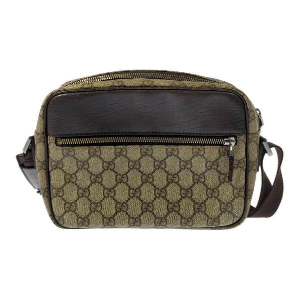 GUCCI グッチ GGスプリーム・コーティングレザー ショルダーバッグ/114291/ベージュ×ブ...