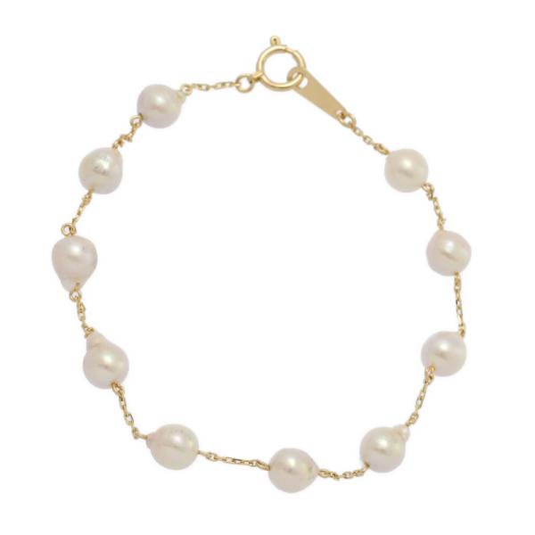 ステーション 淡水無核真珠 真珠 パール ブレスレット/K18YG/750-4g/イエローゴールド ...