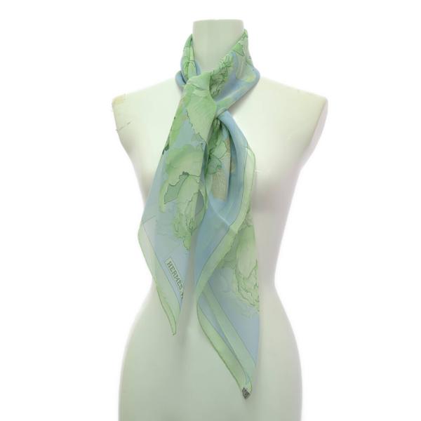 HERMES エルメス カレ90・LES PIVOINES・レピヴォワン シルク スカーフ ネックウ...