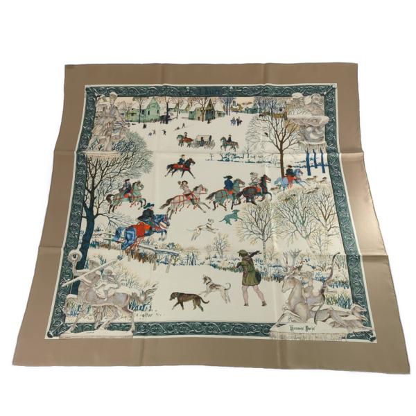 (限定値下げ) HERMES エルメス カレ90・Lhiver・L’hiver 冬の狩猟 シルク ス...