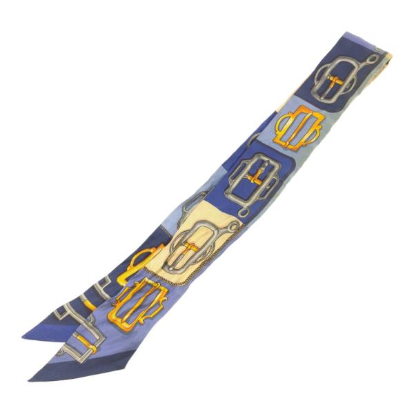 HERMES エルメス ツイリー シルク スカーフ ネックウェア 金具モチーフ/ブルー/b26011...