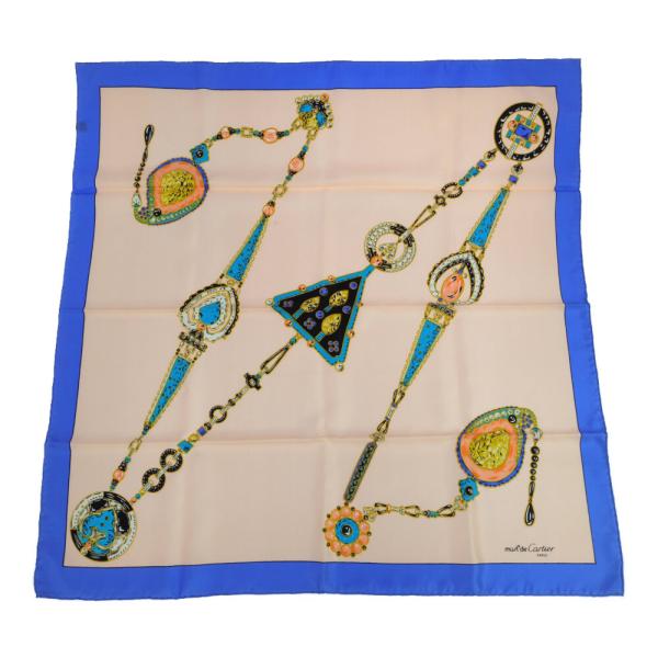 Cartier カルティエ ジュエリー柄 シルク スカーフ ネックウェア/ピンク/b260209/6...