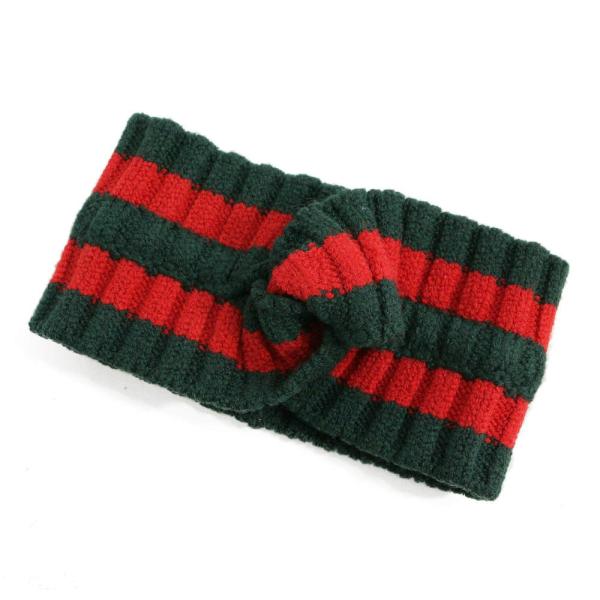 17AW 美品・グッチ ウェブライン ヘアバンド帽子/457838/グリーン/レッド/GUCCI 翌...