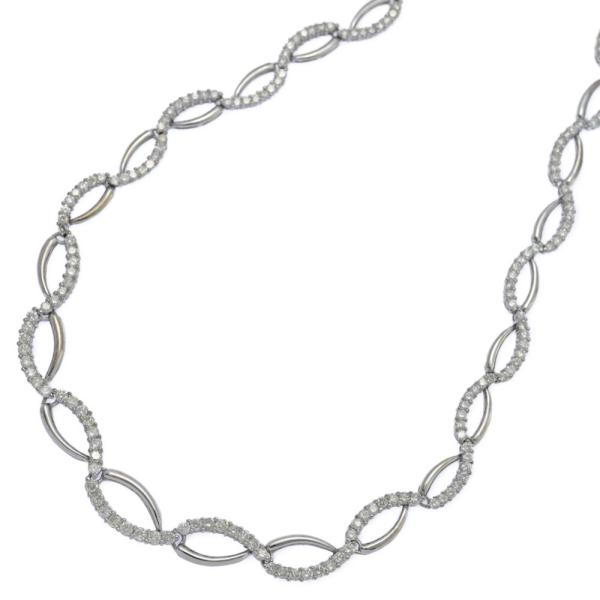 5ct/ウェーブデザイン ダイヤモンド ネックレス ペンダント/K14WG/585-14.5g/ホワ...