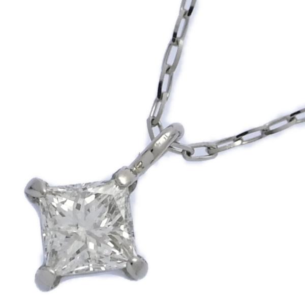 美品 1点モノ 0.19ct シンプルデザイン スクエア ダイヤモンド ネックレス ペンダント Pt...