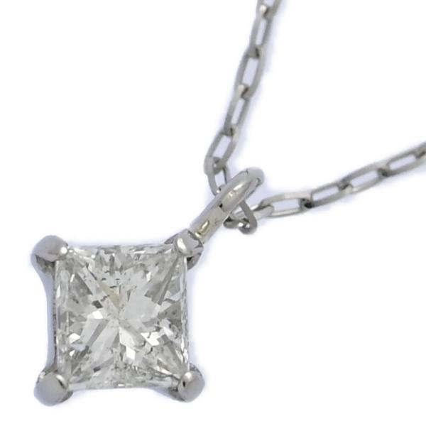 美品 1点モノ 0.19ct シンプルデザイン スクエア ダイヤモンド ネックレス ペンダント Pt...
