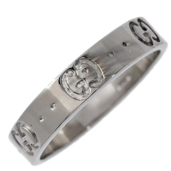 (年末セール) 新品同様 磨き済 グッチ アイコンリング 指輪 K18WG 3.5g 11.5号 ホ...