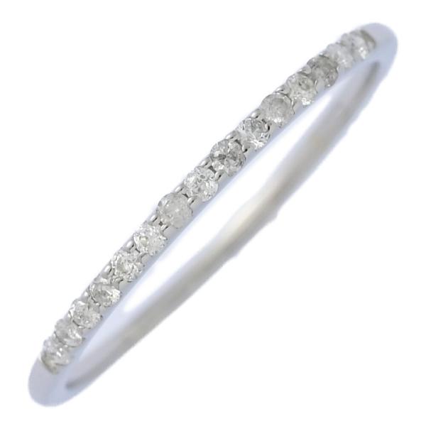 美品 1点モノ 0.1ct ハーフエタニティ ダイヤモンド リング 指輪 K10WG/416-0.7...