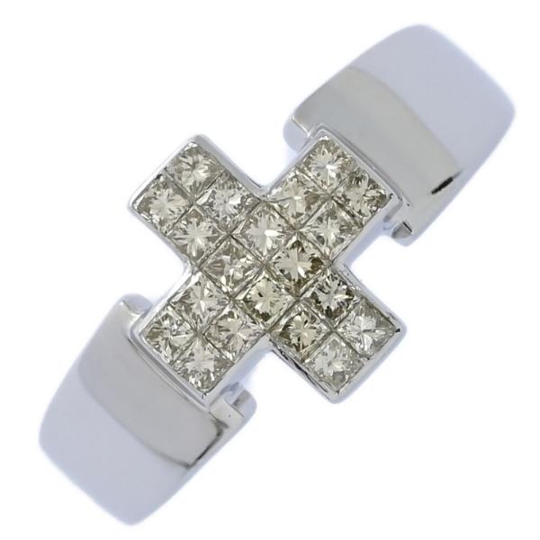 ジェムティービー GemsTV 20粒 ダイヤモンド クロスモチーフ リング 指輪 K18WG/75...