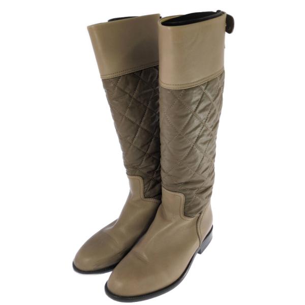 (ラスト1点) CHANEL シャネル ココマーク キルティング ブーツ靴/36 1/2/モカ/翌日...