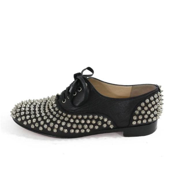 クリスチャンルブタン スパイクオックスフォード シューズ靴/36 1/2/ブラック×シルバー/Chr...