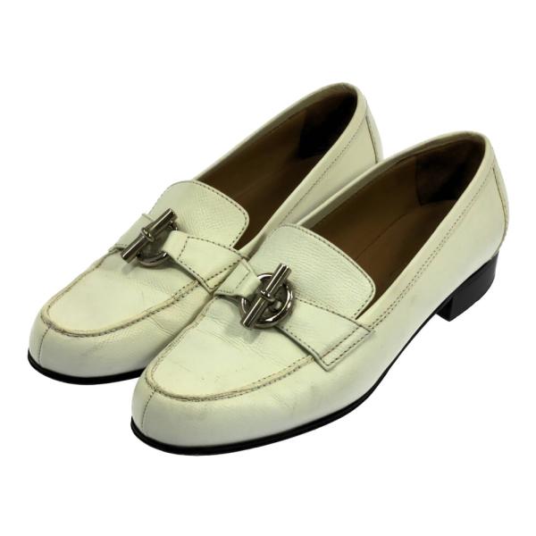 HERMES エルメス グレナン金具 レザー ロファー デッキシューズ 靴/36/ホワイト/B8/B...