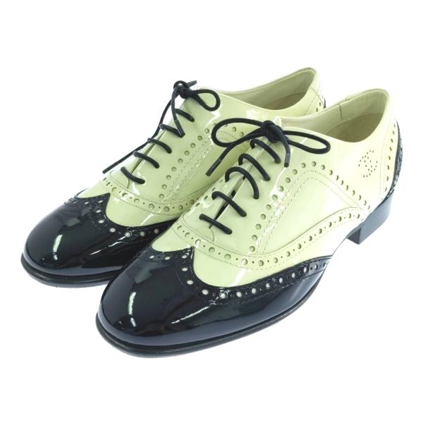 CHANEL シャネル ココマーク エナメルレザー ウィングチップ ローファー 靴/T G31213...