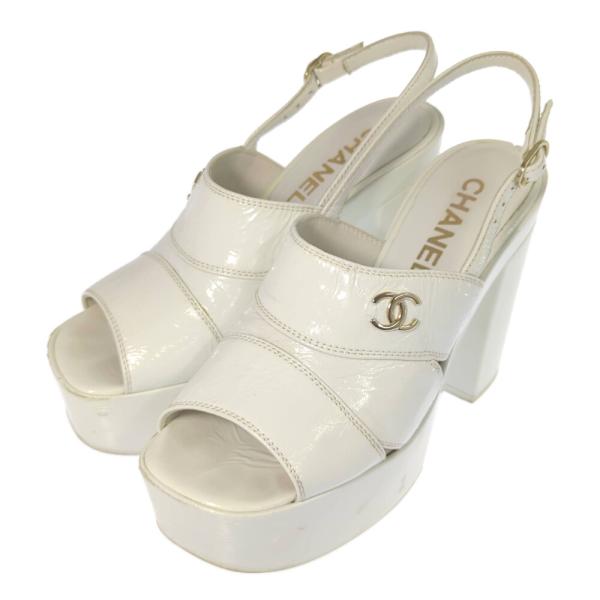 CHANEL シャネル ココマーク ゴールド金具 プラットフォーム サンダル 靴/G37405/36...