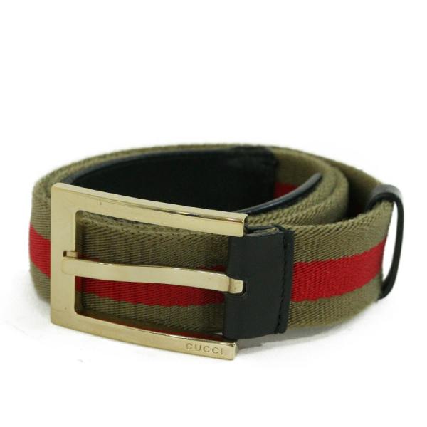 グッチ バックル ラインベルト/カーキ×レッド×ゴールド×ブラック/GUCCI/RF2/222994