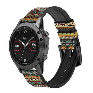 CA0474 Aztec Boho Hippie Pattern Leather Smart Watch Band Strap for Garmin