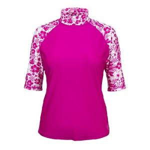 送料無料UV SKINZ Women’s Aloha Short Sleeve Sun and Swim Shirt with UPF 50+ Sun Protection - Womens Short Sleeve Rash Guard-Hot Pink Aloha-3X並行輸入