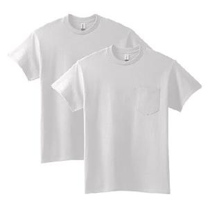 送料無料Gildan メンズ ウルトラコットン 大人用Tシャツ ポケット付き 2枚パック US サイズ: Large カラー: ホワイト並行輸入｜rgt-on-line