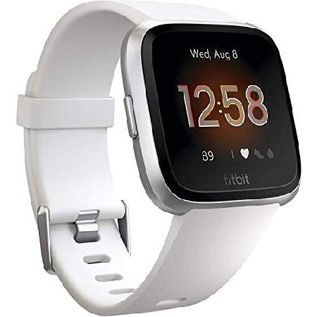 送料無料Fitbit Versa Lite smartwatch Silver,White LCD並...