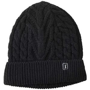 送料無料PGA TOUR Men's Cable Knit Beanie Golf Hat, Caviar, One Size並行輸入｜rgt-on-line