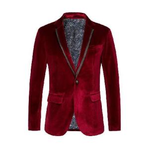 送料無料THWEI Mens Velvet Blazer One Button Slim Fit Blazer Sport Coat P-Red XL並行輸入｜rgt-on-line