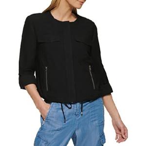 送料無料DKNY Women's Drawstring Zip-up Lightweight Jacket, Black並行輸入｜rgt-on-line