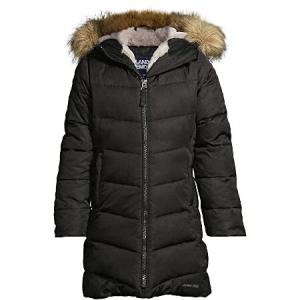 送料無料Lands' End Girls ThermoPlume Fleece Lined Coat Black Kids X-Large並行輸入｜rgt-on-line