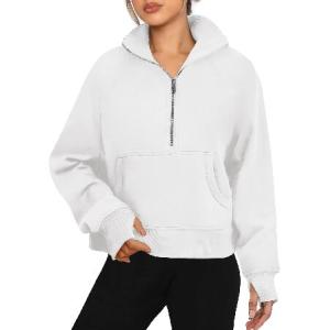 送料無料ANRABESS Womens Cropped Sweatshirts Half Zip Pullover Fleece Quarter Zipper Hoodies 2023 Fall Fashion Y2K Clothes Sweater Thumb Hole W並行輸入｜rgt-on-line