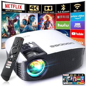 送料無料GooDee Smart Projector with 5G WIFI and Bluetooth Projector,FHD Outdoor Movie Projector with Netflix/Amazn Prime Video Certified,Home 並行輸入