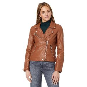 送料無料Blank NYC Women's Faux Leather Moto Jacket, Redwood, S並行輸入