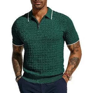 送料無料PJ PAUL JONES Mens Knit Shirt Lapel Collar Short Sleeve Knitted Polo Shirt Dark Green並行輸入｜rgt-on-line