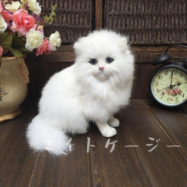 ぬいぐるみ リアルな毛並み とってもキュート ホワイトペルシャ猫のぬいぐるみ プレゼント 情操教育に...