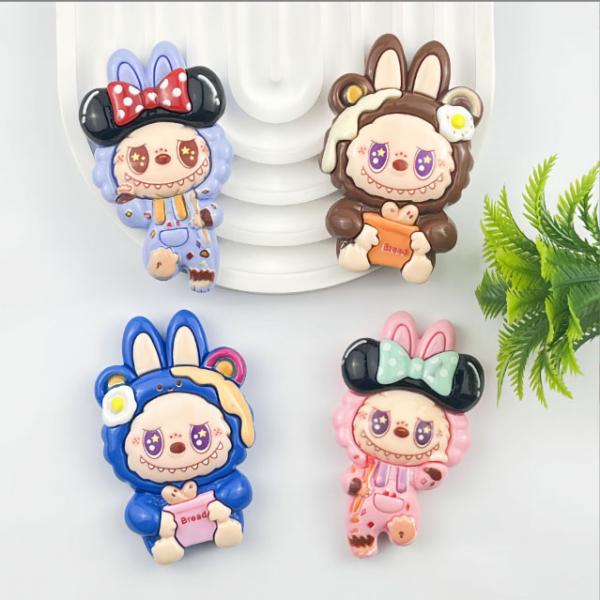 [1個]アクリル貼付けパーツ うさぎモンスター 特大サイズ LABU リボン 目玉焼き (全4種類）