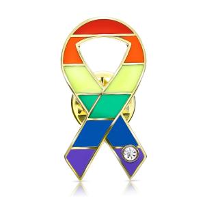 レインボーリボン ピンバッジ 平 LGBT ゲイ レズ プライド