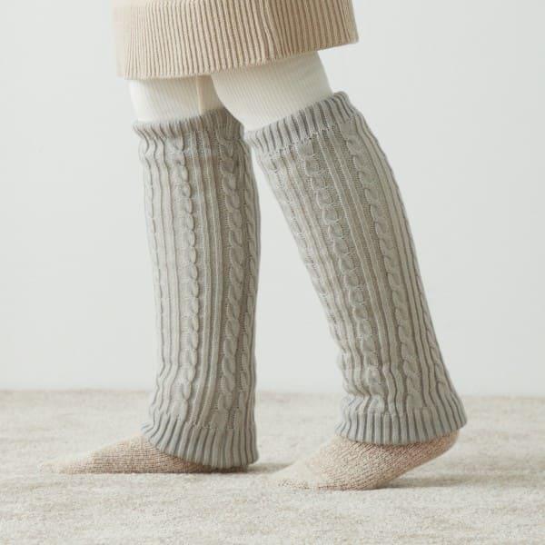 【あったかSALE】やわらかボアのふくらはぎウォーマー ライトグレー