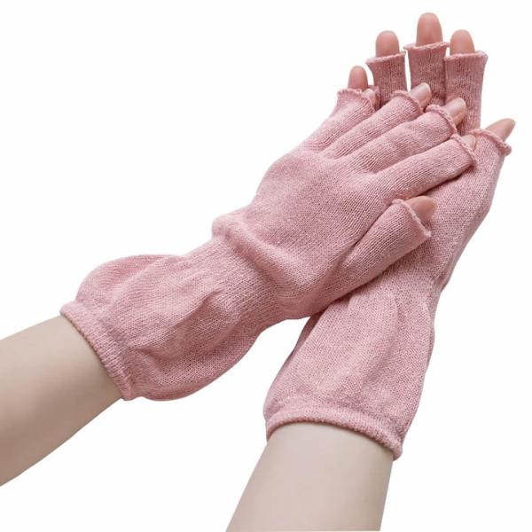 【あったかSALE】シルクわたでつむいだ指先フリーハンドウォーマー 1双【メール便3個まで】