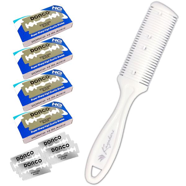 【替刃40枚付き！】Kazakiri スキカミソリ 替刃式 ヘアトリマー ボディ用 すね毛 本体+替...