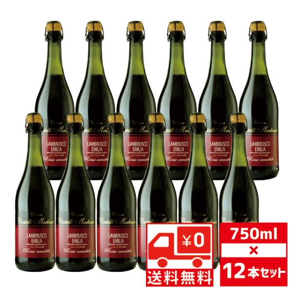 送無 セット12 カステッリ モデネージ ランブルスコ ロッソ 750ml×12本 送料無料 赤 ス...