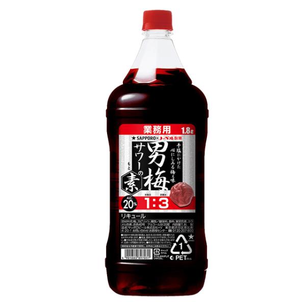 大容量 サッポロ 男梅サワーの素 20度 1800ml 箱なし ペットボトル