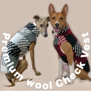 プレミアムウールチェックウールベスト　（イタリアングレイハウンド