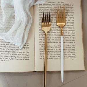 ディナーフォーク　テーブルフォーク　おしゃれ　Dinner fork　(WHITE&GOLD)｜riccio-select