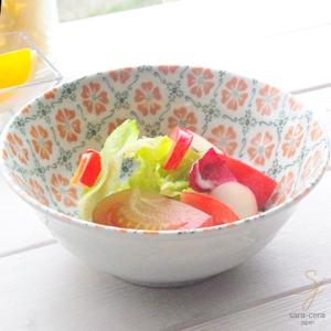 美しいボレスワヴィエツの街 トロピカルオレンジフローレット　おうちで野菜食べてる？サラダボール 丼 どんぶり ポタリー風｜ricebowl