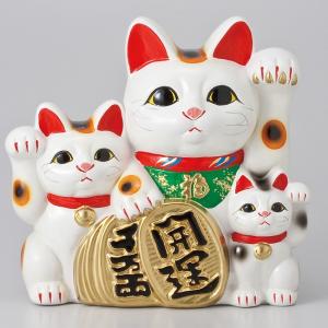 おどるねこ様　まとめ買い　白透300 うらびき500 三匹猫10号 ネコ ねこ 縁起物 置物 ギフト 厄除け 開運 雑貨 金