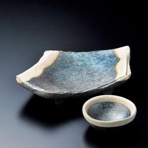 和食器 黒窯変掛け分け変 足付皿 信楽焼 21×13.5×3cm うつわ 陶器 おしゃれ おうち｜ricebowl